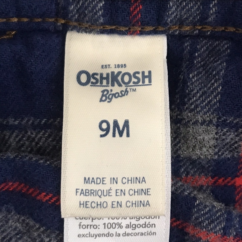 Oshkosh B'gosh Corduroy Vestbak Bib Overalls Flannel Lined Baby 9M Tan Snap Legs - Picture 9 of 10